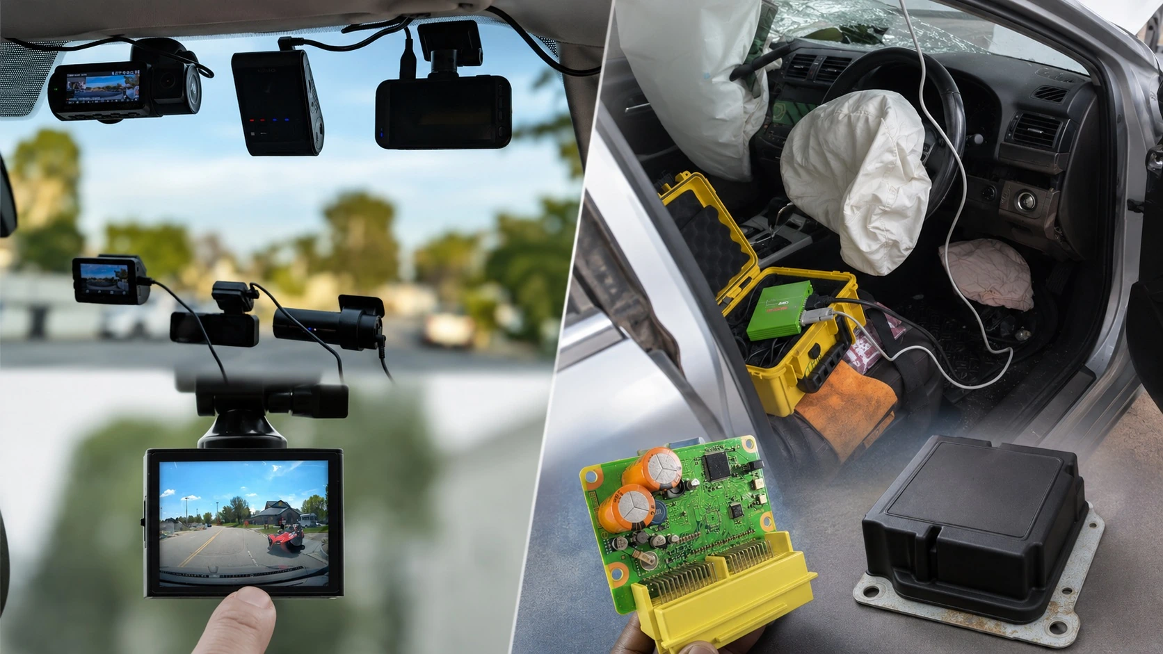 Dashcam versus Event Data Recorder EDR black box evidence used in forensic crash reconstruction